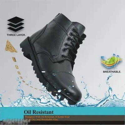 SKYPHER Men's Black Real Leather NCC/Security Boot for Men Casuals For Men(Black , 6)