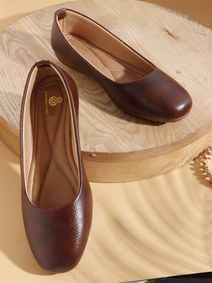 SNEAKERSVILLA Women Classic bellies round toe, ideal for everyday comfort and style. Bellies For Women(Brown , 5)