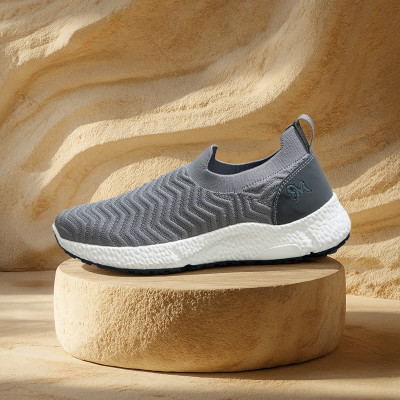 Neemans Flex Weave Slip Ons for Men | Lightweight & Cushioned Slip On Sneakers For Men(Grey , 9)