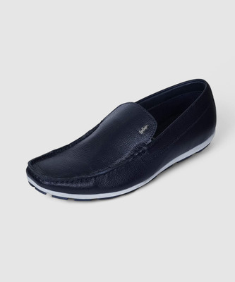 LEE COOPER Leather Casual Slip-On Stylish Lightweight and Comfortable Daily Wear Loafers For Men(Navy , 9)