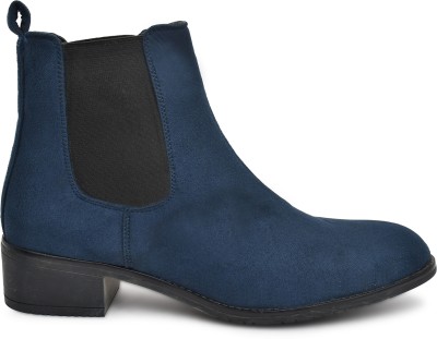 ADHIKARI CREATIONS every time you go Boots with side elastic ankle length Boots For Women(Navy)