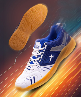 VECTOR X Ultimax Synthetic Leather, Breathable Mesh With Creep Rubber Sole Badminton Shoes For Men(White , 6)