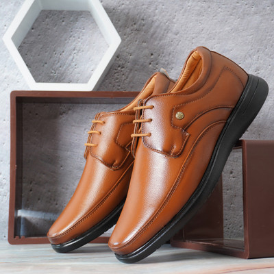 Zixer Formal Shoes For Men Office Collage Wedding Party Comfirtable Shoes For Boys Lace Up For Men(Tan , 6)