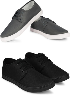 Free Kicks Combo Of 2 Shoes FK-201 & FK-205 Sneakers For Men(Black , 9)
