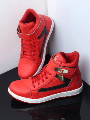ZOMBIC Flexible Dancing Sneaker Shoe/Chunky Sneaker For-Men & Boy/Casual Funky Sneaker High Tops For Men(Red , 9)