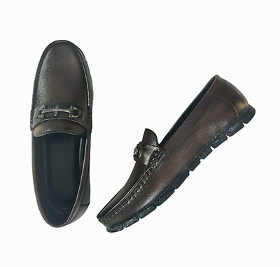 agadi Men’s Stylish Brown Synthetic Leather Loafers with Slip-On Comfort Loafers For Men(Brown , 6)