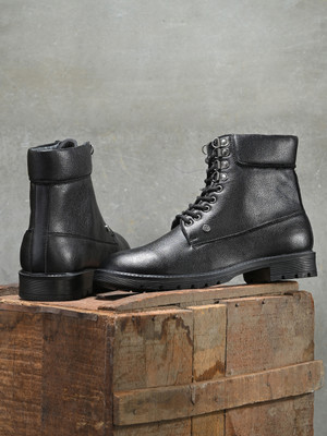 El Paso El Paso Men Black Faux Leather Casual Lace Up Boots Boots For Men(Black , 7)