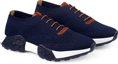 YUVRATO BAXI Men's New Stylish Blue Casual Brogues Lace-Up Shoes With Flyknite Upper. Brogues For Men(Blue)