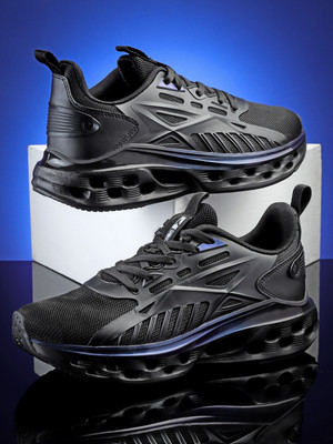 action Athleo TURBO 1102 Stylish Lightweight Comfortable Sports Lace Up Running Shoes For Men(Black, Multicolor , 7)