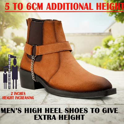 YUVRATO BAXI Mens Stylish Tan Casual Formal Party Wear Chelsea Boot With 5-6 Cm Heel Height Corporate Casuals For Men(Tan , 8)