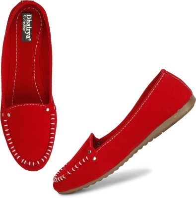 Dhairya Collection Ladies Latest suede loafer girls belly Loafers For Women(Red , 6)