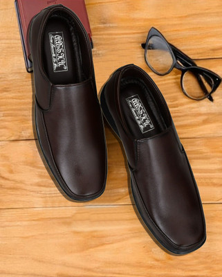 Aaeshu AAESHU Men’s Stylish Leather Slip-On Shoes | Casual & Formal Office Wear Slip On For Men(Brown , 12)