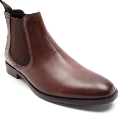 THOMAS CRICK Premium Leather Pull Tab Elasticated Side Cushioned Insole Chelsea Boots For Men(Brown , 10)