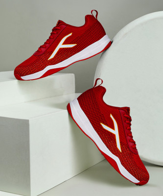 Hundred Blade Lite Non-Marking Badminton Shoes For Men(Red, Orange , 7)