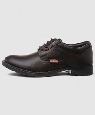 LEE COOPER Leather Derby Lace-Up Lightweight Comfort Trendy Premium Office/Party Derby For Men(Brown , 10)