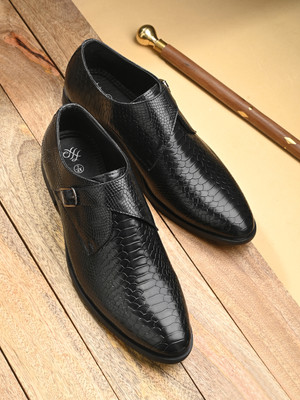 House of Pataudi Monk Strap For Men(Black , 10)