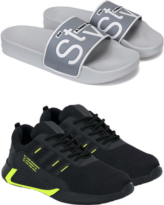 ABN Men's Lightweight Running Shoes – Comfortable, Stylish Casual Shoes for Walking Casuals For Men(Black, Grey , 8)