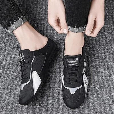 SWASTIK Half sneakers for men Slip On Sneakers For Men(Black , 10)