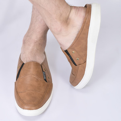 FAUSTO Back Open Slip On Shoes for Casual Outfit|Evening|Outdoor|Daily|Comfort Loafers For Men(Brown , 7)