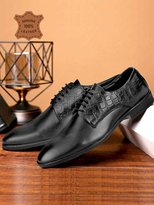 PROVOGUE Genuine Leather Designer Lace Up For Men(Black , 7)