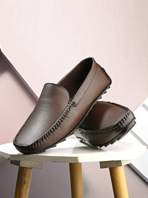 Roadster Premium Stitched Detailing Flexible Loafers For Men(Brown , 8)