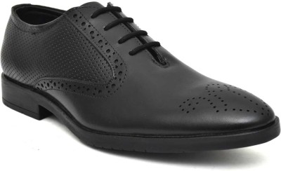 Shevre Men's Crust Leather Derby Formal Lace Up Comfortable,Lightweight Casual Shoes Brogues For Men(Black)