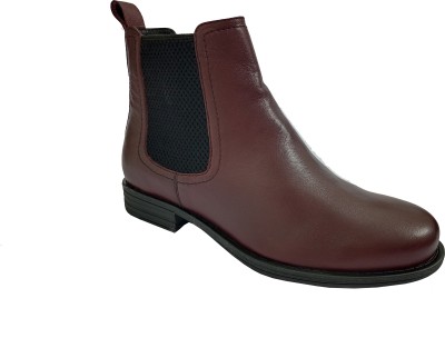 STEWART PAUL Black Leather Boot Boots For Women(Burgundy , 6)