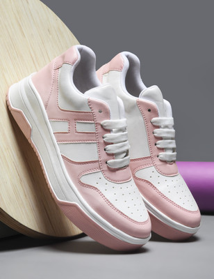 Froh Feet Women's Casual Sneakers Lace-up Shoes Comfortable Lightweight Cushion Insole Sneakers For Women(Pink , 4)