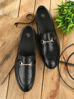House of Pataudi HOPRL76004 Lightweight Comfort Summer Trendy Premium Stylish Slip On For Men(Black , 7)