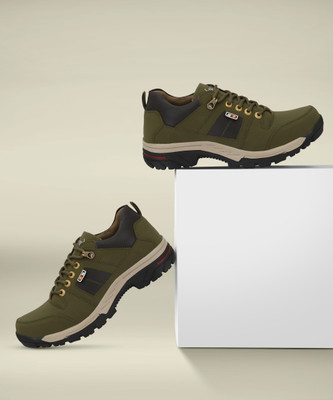 Shoe Island Solid Green Premium Leatherette Ankle Length Running Casual Shoes Boots For Men Casuals For Men(Green , 8)