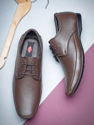 LEE COOPER Leather Outdoor Lace-Up Derby Shoes Lightweight Stylish & Comfortable Derby For Men(Brown , 9)