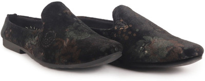 FAUSTO Genuine Leather Formal Textured Office Meetings Shoes Mojaris For Men(Black , 6)