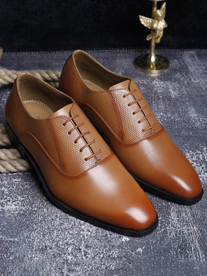 LOUIS STITCH Italian Genuine Leather Tan Formal Lace Up Derby Shoes for Men (EUPLDY) UK 6 Derby For Men(Tan , 6)