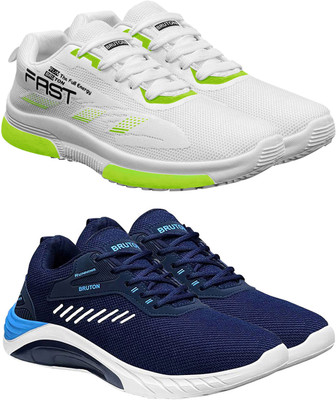 BRUTON Combo pack of 2 Trendy Sneaker Shoes Walking Shoes Sneakers For Men(White, Blue , 6)