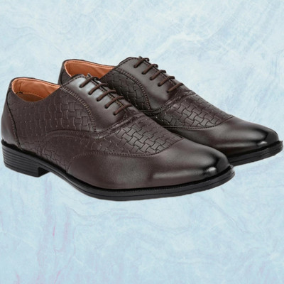 KILLER Desiner Derby Napa Leather Brown Lace-Ups Office Party Ethnic Wear Formal Shoes Party Wear For Men(Brown , 9)