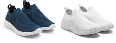 Face Sneakers For Men(White, Blue , 10)