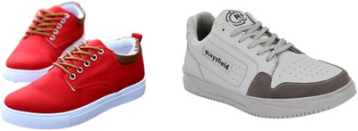 ANJRS Casuals For Men(Red, Grey , 7)