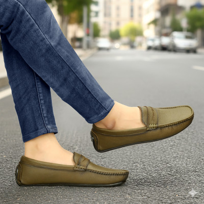 CHADDAMMI Rich Quality|Breathable|Lightweight Driving Shoes For Men(Olive , 10)