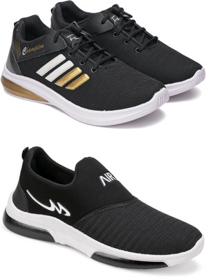 Free Kicks Combo Of 2 Shoes FK-572 & FK-Mexico Sneakers For Men(Black , 8)