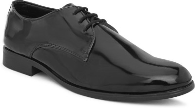 Roadster Men Solid Patent Low Top Synthetic dress and Smart Lace up Sneakers Derby Derby For Men(Black)