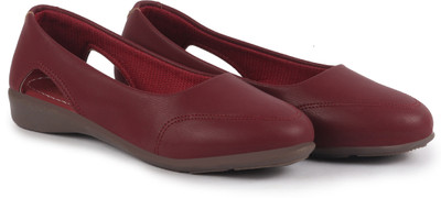 FAUSTO Back Open Casual Ballets | Slip-On Ballerinas Flats Sandals | Cusioned Insole Bellies For Women(Maroon , 4)
