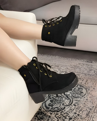 Kliev Paris Amazing Design Women's Ankle Length Block Heel Stylish Fashionable Boots Boots For Women(Black , 5)