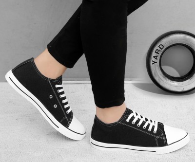 My Walk Men Black Casual Sneakers, Stylish and Trendy Canvas Shoes (Black) Sneakers For Men(Black)