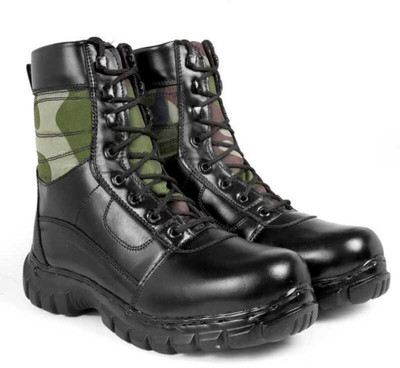 KnockBox LEATHER COMBAT ARMY BOOT SHOES FOR MEN / ARMY /COMBAT BOOTS /DMS SHOES Boots For Men(Black , 7)