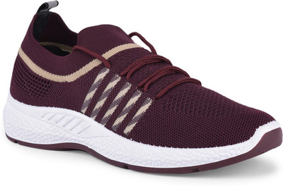 Aqualite LLS-302 Sneaker Casual Shoes, Comfort Cushion Insole, Slip-Resistance Casuals For Women(Maroon, Beige , 5)