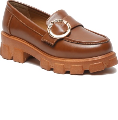 flat n heels Loafers For Women(Tan , 7)