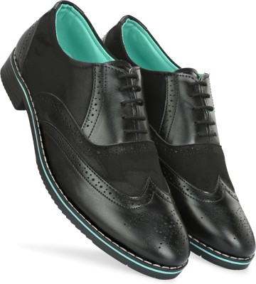 Noak Noak Ethical Elegance: Handcrafted Vegan Black Formal Lace-Up Brogues Derby Shoe Derby For Men(Black , 11)