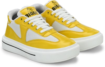 Biggie Sneakers For Men(Yellow, White , 6)