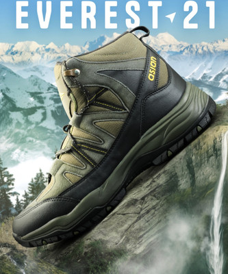 asian Hiking/Snow boots for men for outdoor Trekking - Water Resistant Boots Outdoors For Men(Green, Black , 9)