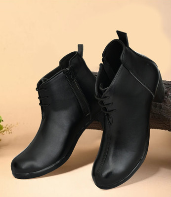 VECHLO Vechlo Synthetic Women’s Heel Boots Trendy, Lightweight & Comfortable Fit Boots For Women(Black , 7)